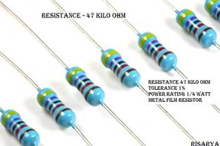 RISARYA 47K-OHM RESISTANCE,100PCS,1%,MFR,1/4 W Electronic Components Electronic Hobby Kit