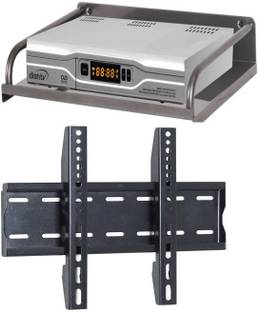 Techfit Wall Bracket (Metal Body) Universal 32 to 43 inch LED/LCD TV Wall Mount Bracket with Steel Set Top Box Stand/DTH Stand/Set Top Box/Dth Holder Combo Steel Wall Shelf