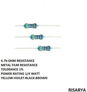 RISARYA 4.7K-OHM RESISTANCE,MFR,100PCS,1%,1/4 W Fixed Resistor