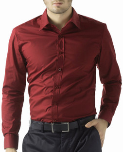 maroon colour shirt and black pant