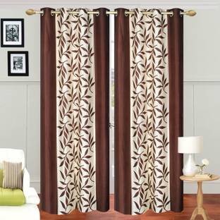 Ville Style 214 cm (7 ft) Polyester Semi Transparent Door Curtain (Pack Of 2)