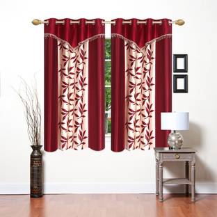 Ville Style 153 cm (5 ft) Polyester Semi Transparent Window Curtain (Pack Of 2)