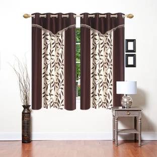 Ville Style 153 cm (5 ft) Polyester Semi Transparent Window Curtain (Pack Of 2)