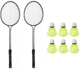 sports trading 2 Double Shaft Racquet with 6 pc Nylon Shuttle Badminton Kit Badminton Kit