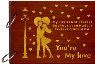 Craft Qila My life is not perfect Valentines Day Gift for Loved Ones Craft Wooden Scrapbook Photo Album Album
