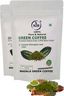 N2B Organic Masala Green Coffee Beans Powder 230g Pack of 2 Instant Coffee