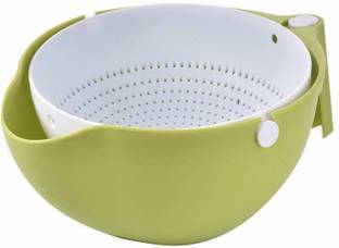 rujave Ideal for Washing, draining and Cleaning All Types of Fruits, Vegetables, and pastas. The Strainer can be Used to Drain and Dry Salad Quickly.(Multi Color)(Pack of 1) Collapsible Colander