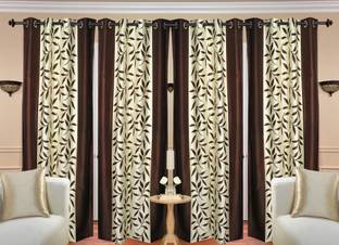 Adimanav 213.36 cm (7 ft) Polyester Semi Transparent Door Curtain (Pack Of 4)