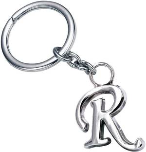 Relicon Alphabet Letter R (Design-37) Silver Metal Keychain for Car Bike Men Women Keyring Key Chain