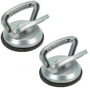 Mass Pro 2 Pcs Single Locking Suction Cup Pad, Aluminum Hand Vacuum Lifter for Tiles, Glass, Granite, Level Action Type Lever Tool