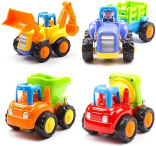 latest radhe Unbreakable Automobile Car JCB Tractor Truck Engineering Toys for Kids Set of 4