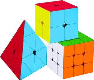 Authfort Cube Combo of 2X2 3x3 and Pyraminx Pyramid Triangle High Speed Stickerless Cube