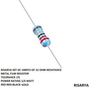 RISARYA 22 OHM RESISTANCE,100PCS,1%,MFR,1/4 WATT Fixed Resistor