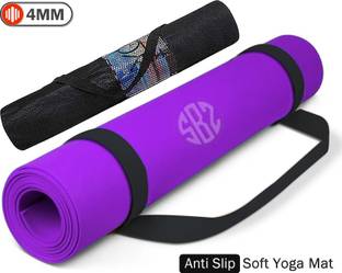 FITBOOZ DOTCOM 4mm Anti Skid Yoga/Exercise Mat with Carry Bag for Men & Women Purple 4mm mm Yoga Mat