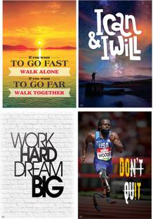 god & god's Set of Four Motivation Thought Full Gumming Wall Sticker= Pack of 4