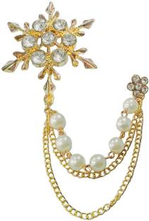 Men Style Mens Suit White Rhinestone Crystal Wedding And Party Wear Label Pin With Hanging Chain Brooch