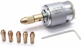 Electronic Spices Combo of 8 Pieces 12V Drill & Drill Set Mini DIY Brass Electric Drill Chucks Drill Bits Motor Rotary Tool for Drilling Application (2.5mm)