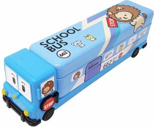 QUIT-X Pencil Box Bus Art Metal Pencil Box
