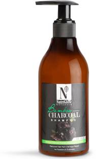 NutriGlow NATURAL'S Bamboo Charcoal Shampoo For Damage Repair With Keratin,Tea Tree & Charcoal Powder