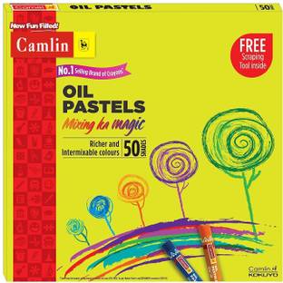 Camlin High Quality Oil Pastels 50 Shades with Scrapping Tool