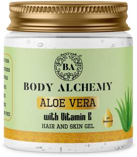 BODY ALCHEMY Pure Aloe Vera Multipurpose Gel For Skin and Hair, Vitamin E (Paraben Free/ Non Comedogenic)