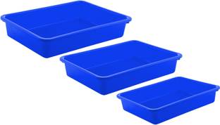 KUBER INDUSTRIES Plastic 3 Pieces Small,Medium And Large Size Stationary Office Tray, File Tray, Document Tray, Paper Tray A4 Documents/Papers/Letters/folders Holder Desk Organizer 1 Compartments Plastic Clutch