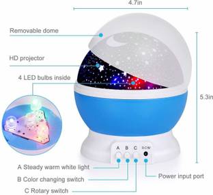 sroy Round Star Master Projector LED Night lamp and Rotating 4 Mode Sky Star Master Mini Projector Lamp for Kid's Room Décor Night Lamp