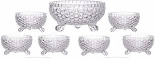 Abhiwan Fashiony Glass Dessert Bowl Decorative hot selling Pineapple Shaped crystal glass bowl Set of 7 Pcs. 1 Large Bowl (700ml) and 6 Medium Bowls (200 ml each) for Serving Snacks, Pudding, Dessert