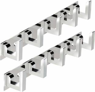 Darkline Pack Of 2-Classic Glossy 5 Pin Cloth Hanger Bathroom Wall Door Hooks For Hanging keys,Clothes Holder Hook Rail 5