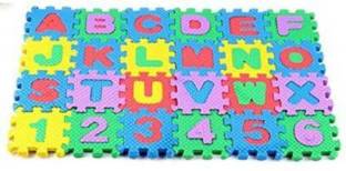 HEZALWOOD toys 36pcs Mini Puzzle Foam Mat for Kids, Interlocking Learning Alphabet and Number Mat for Kids