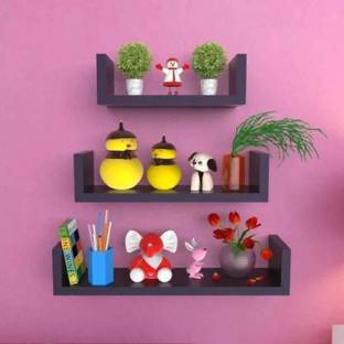 ANTIQUE MART Wall Shelf Wall Mount Wall Shelves For Living Room Home Décor MDF (Medium Density Fiber) Wall Shelf (Number of Shelves - 3 Wooden Wall Shelf
