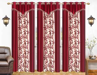 Ville Style 214 cm (7 ft) Polyester Room Darkening Door Curtain (Pack Of 3)