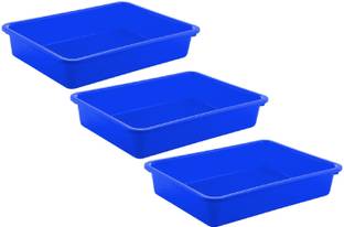 KUBER INDUSTRIES 3 Compartments Plastic 3 Pieces Multi Purpose Plastic File Folder Paper Tray Rack