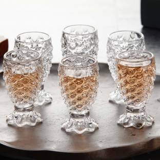 Badmash Enterprise (Pack of 6) Pineapple glass Wine glass Juice glass Fish Scale Design Glass Set, 180ml, Set of 6, Transparent Glass Set Water/Juice Glass
