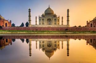 Taj mahal full view romantic moments Paper Print