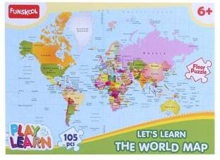 FUNSKOOL Play & Learn World Map Puzzle For Kid's Knowledge Improving (105 Pieces)