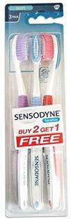 SENSODYNE Plastic Toothbrush (22.9 x 7 x 2.2 cm, 63.5gm)- Pack of 2+1 Soft Toothbrush