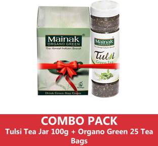 Mainak Tulsi Tea 100g + Unflavoured Green Tea Bags Plastic Bottle