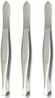 nik city store Steel Tweezer Best Eyebrow Plucker or Eye Plucker plucking face hair Slant Tip Puller | eyebrow chimti | pack of 3