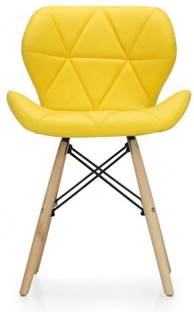 Urbancart Side Chair with Padded Seat & Solid Wood Legs Ideal for Dining, Cafeteria, Restaurant, Bar(Yellow) Solid Wood Living Room Chair