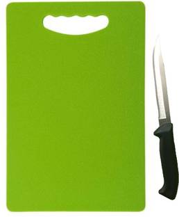 AKSHAR Premium Plastic Chopping Board with 1 Knife, Green Kitchen Tool Set