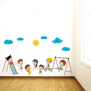 Decal O Decal 65 cm Nursery Kids Playing Activities Wall Stickers (PVC Vinyl,Multicolour) Self Adhesive Sticker