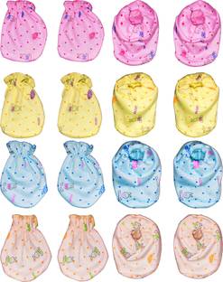 V.B.K Baby Mittens, Set Of 8 Pairs, Hosiery Material, Multicolor