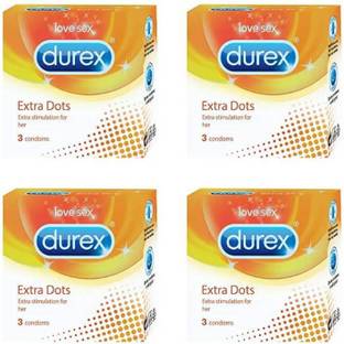 DUREX Extra Dots 3's x4 ( 12 condoms) Passion Raja value combo Condom
