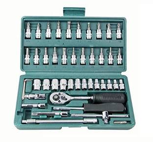 CPEX 6.3mm Drive Socket Set (1/4") Square Screwdriver - 46 Pcs Combination Wrench Set/Socket Set Car & Bike Repairing Hand Tool (Set of 46 Pcs) Long Handle Screwdriver Set