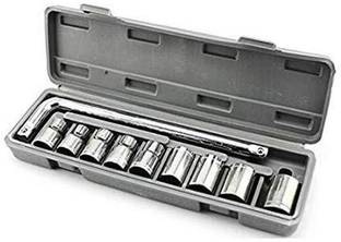 Shopper52 10 in 1 Socket Wrench Spanner Set Automobile Repair Tool Box Precision Sleeve Wrench Sleeve Wrench Combination Hand Tool Socket Set - 10PCTK Socket Set