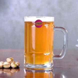 अफास्ट Stylish Transparent Beer Mug With Handle, Glass, Clear, 400ml-PL09 ग्लास