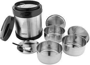 MILTON Royal 3 Insulated Steel Tiffin Box, 1.8 l,Steelplain 3 Containers Lunch Box