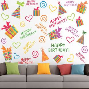 StickMe Happy Birthday - Gift - Hearts - Decorative - Creative - Colorful - Wall Sticker-SM057