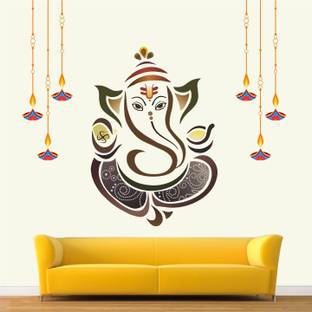 StickMe Hindu - God - Shree - Lord - Ganesh - Ganesha - Ganpathi - Decorative - Creative - Colorful - Wall Sticker-SM081